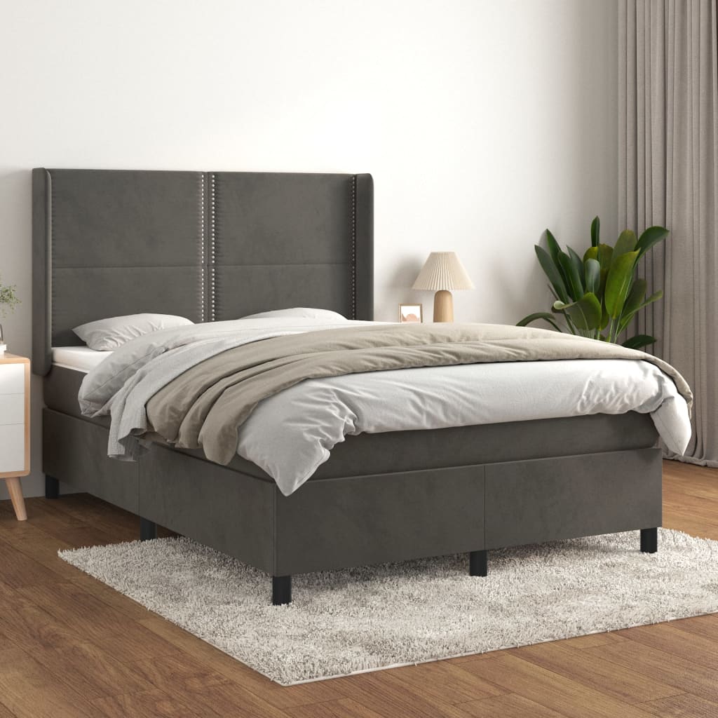 Boxspringbett Mit Matratze Samt Dunkelgrau
