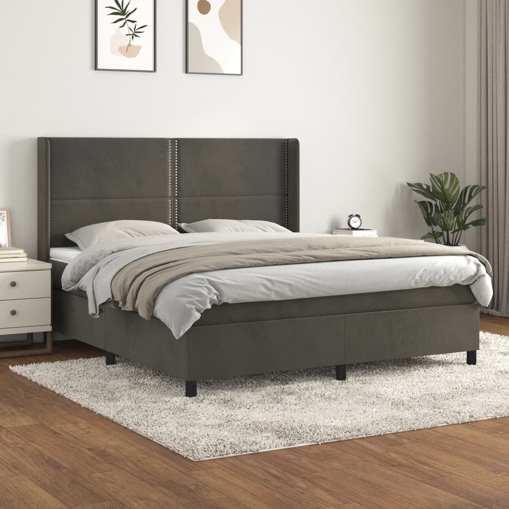 Boxspringbett Mit Matratze Samt Dunkelgrau