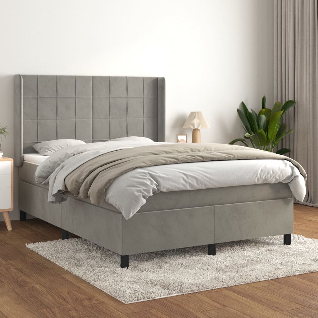 Boxspringbett Mit Matratze Samt Hellgrau