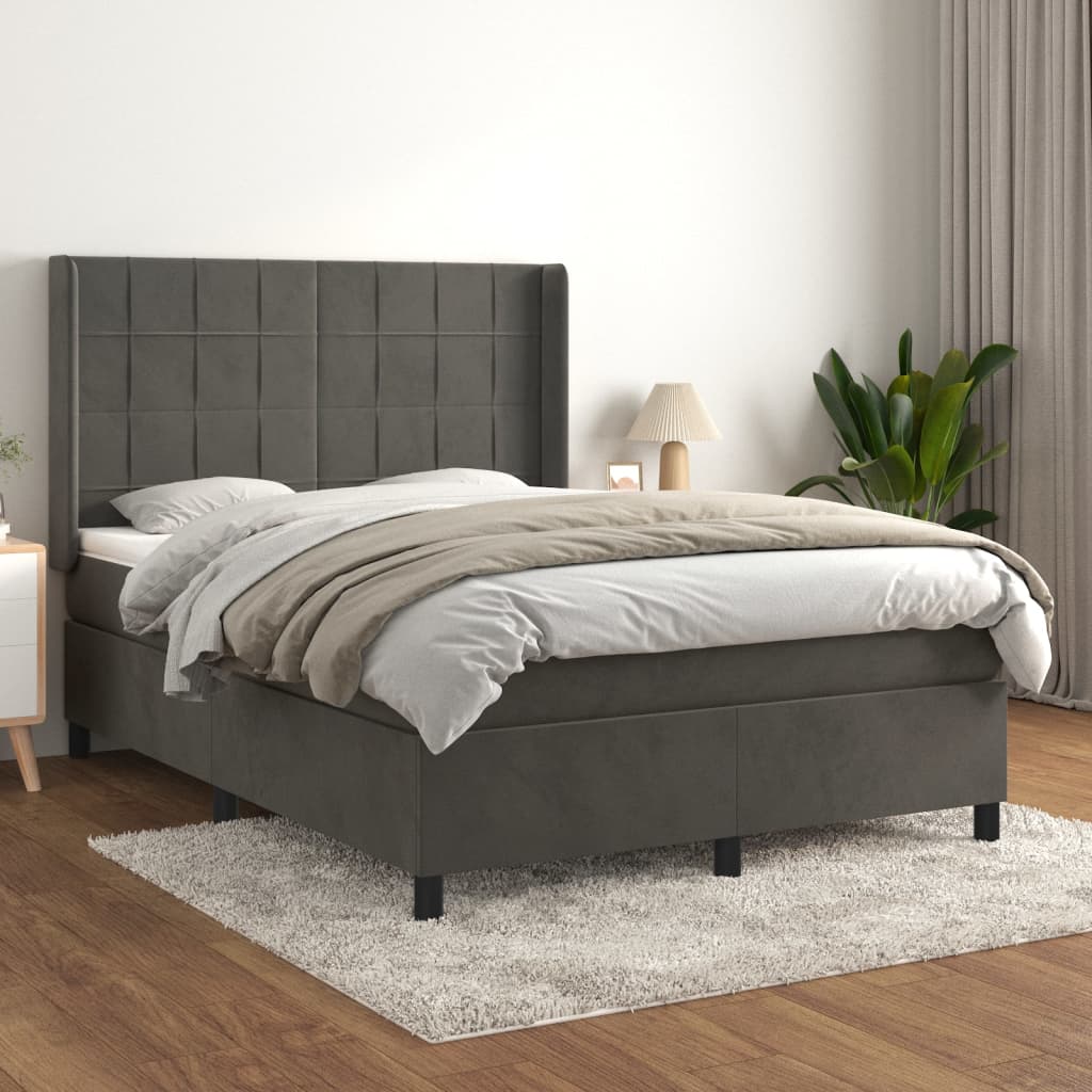 Boxspringbett Mit Matratze Samt Dunkelgrau