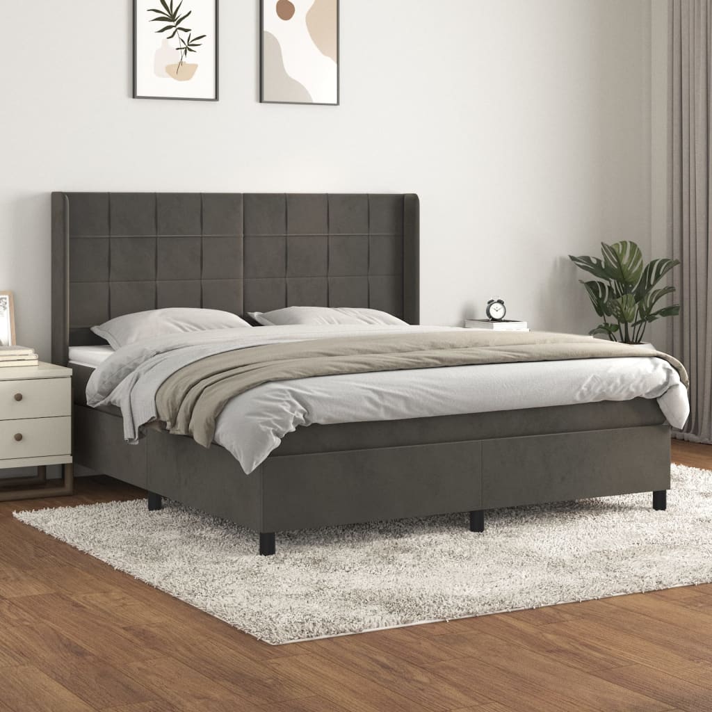 Boxspringbett Mit Matratze Samt Dunkelgrau