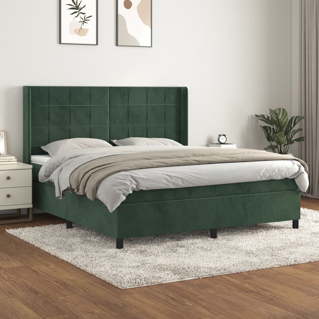 Boxspringbett Mit Matratze Samt Dunkelgrün