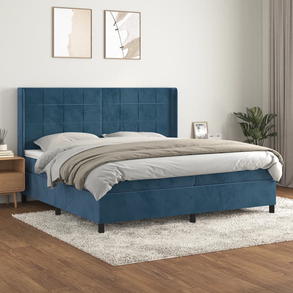 Boxspringbett Mit Matratze Samt Dunkelblau