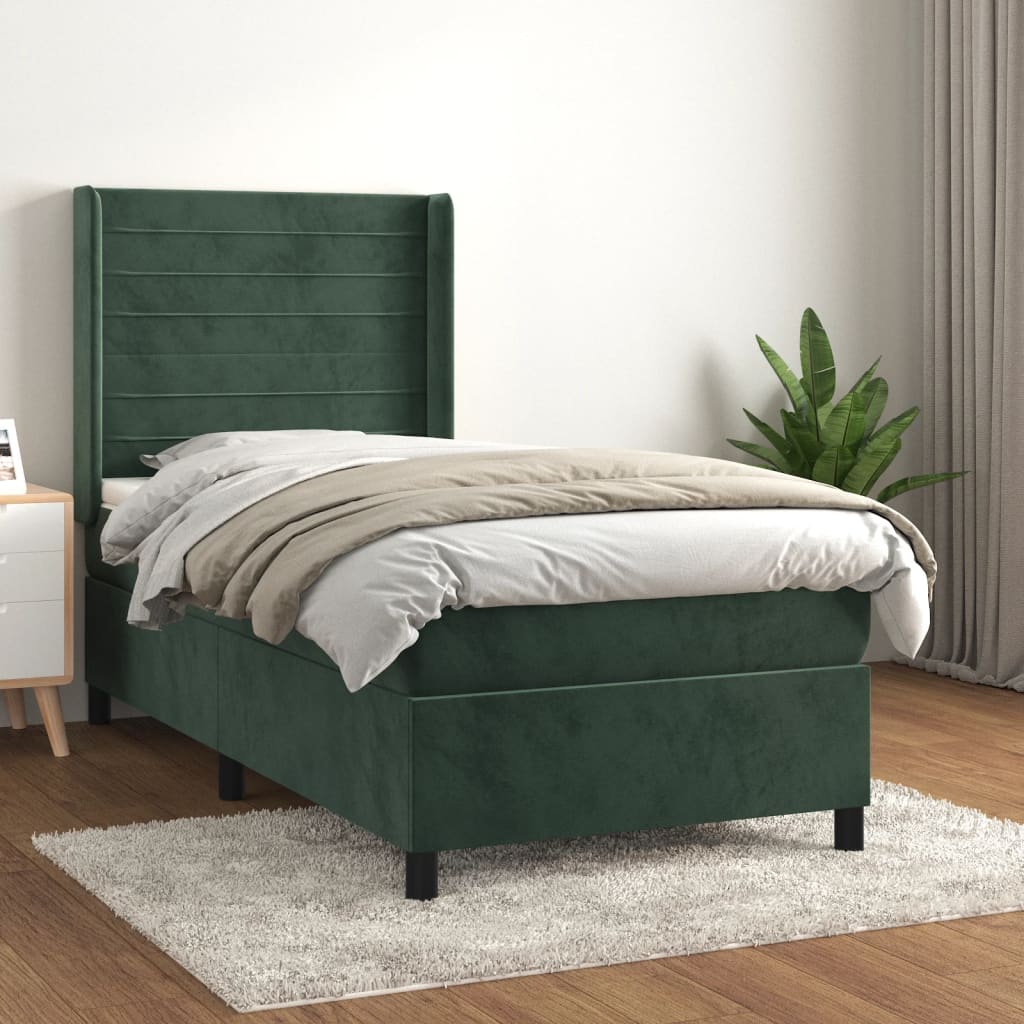 Boxspringbett Mit Matratze Samt Dunkelgrün