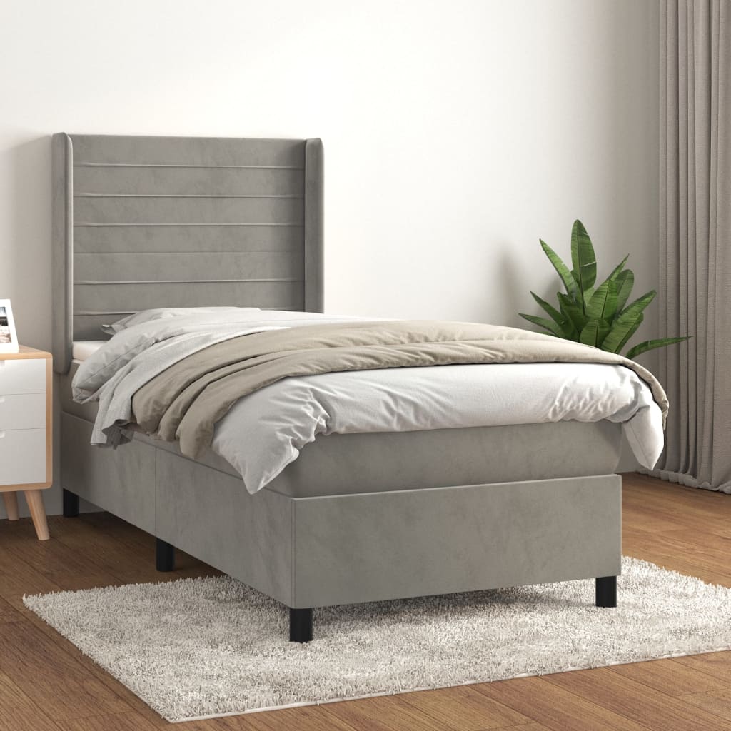 Boxspringbett Mit Matratze Samt Hellgrau