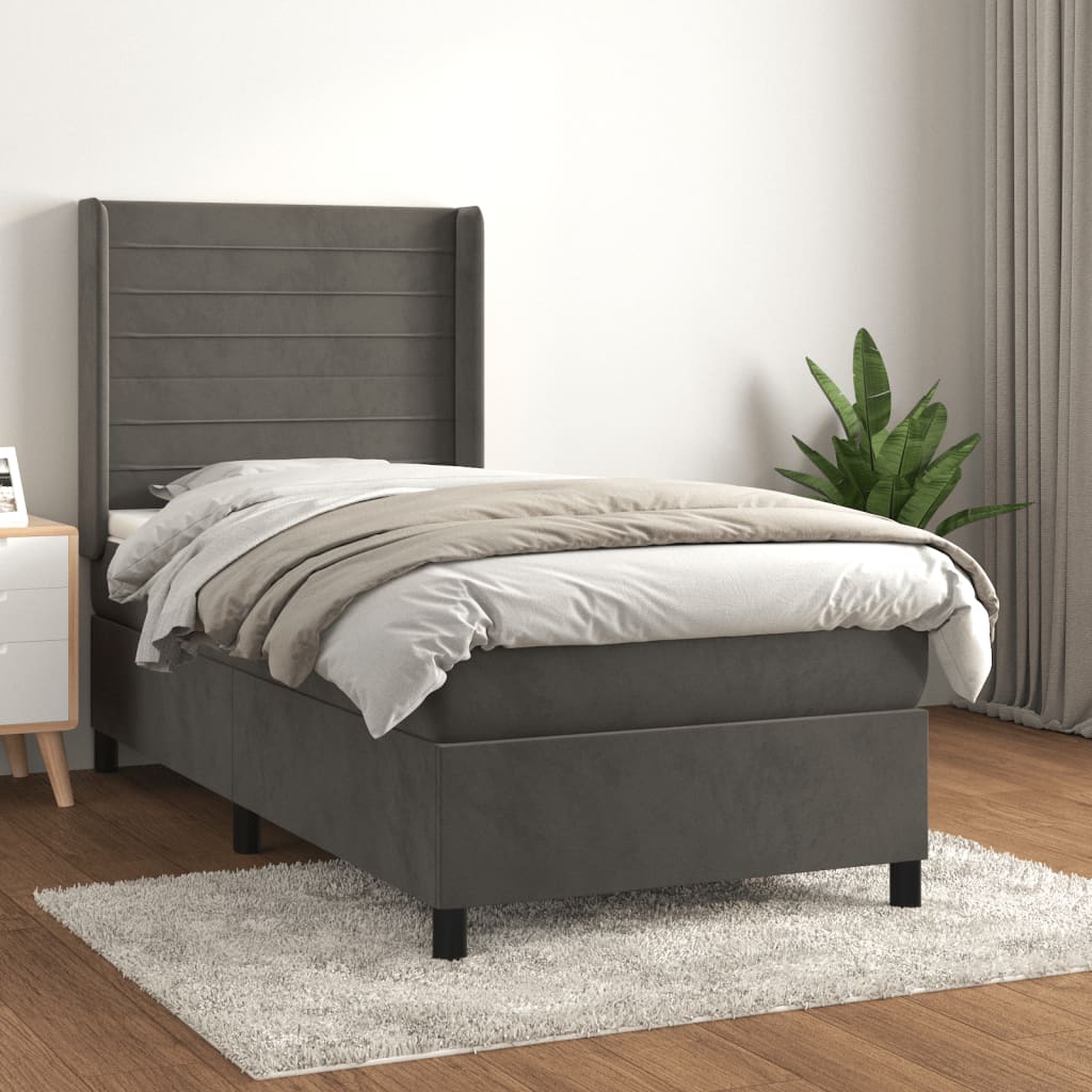 Boxspringbett Mit Matratze Samt Dunkelgrau