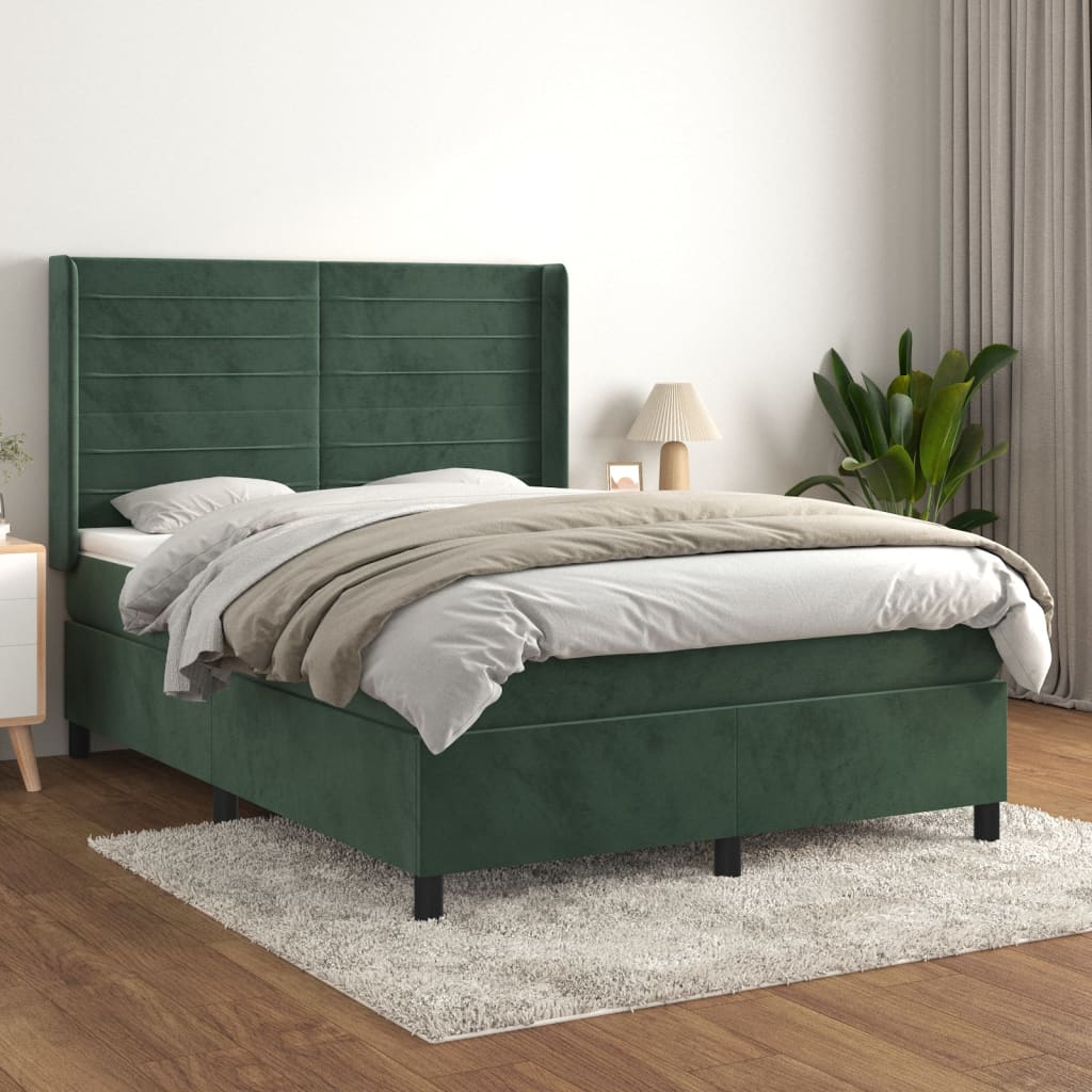 Boxspringbett Mit Matratze Samt Dunkelgrün