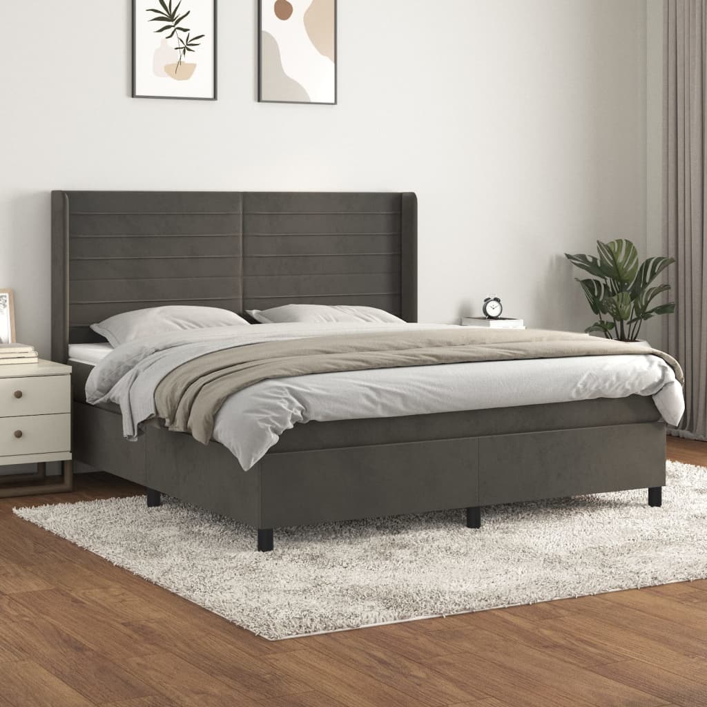 Boxspringbett Mit Matratze Samt Dunkelgrau