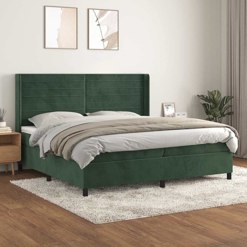 Boxspringbett Mit Matratze Samt Dunkelgrün