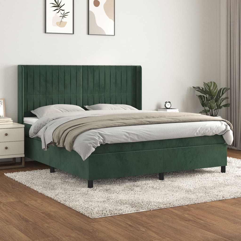 Boxspringbett Mit Matratze Samt Dunkelgrün