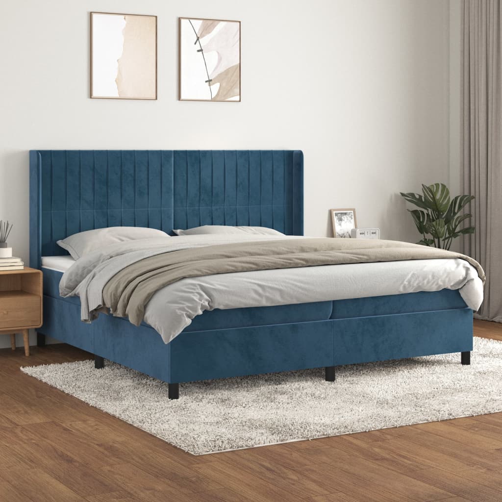 Boxspringbett Mit Matratze Samt Dunkelblau