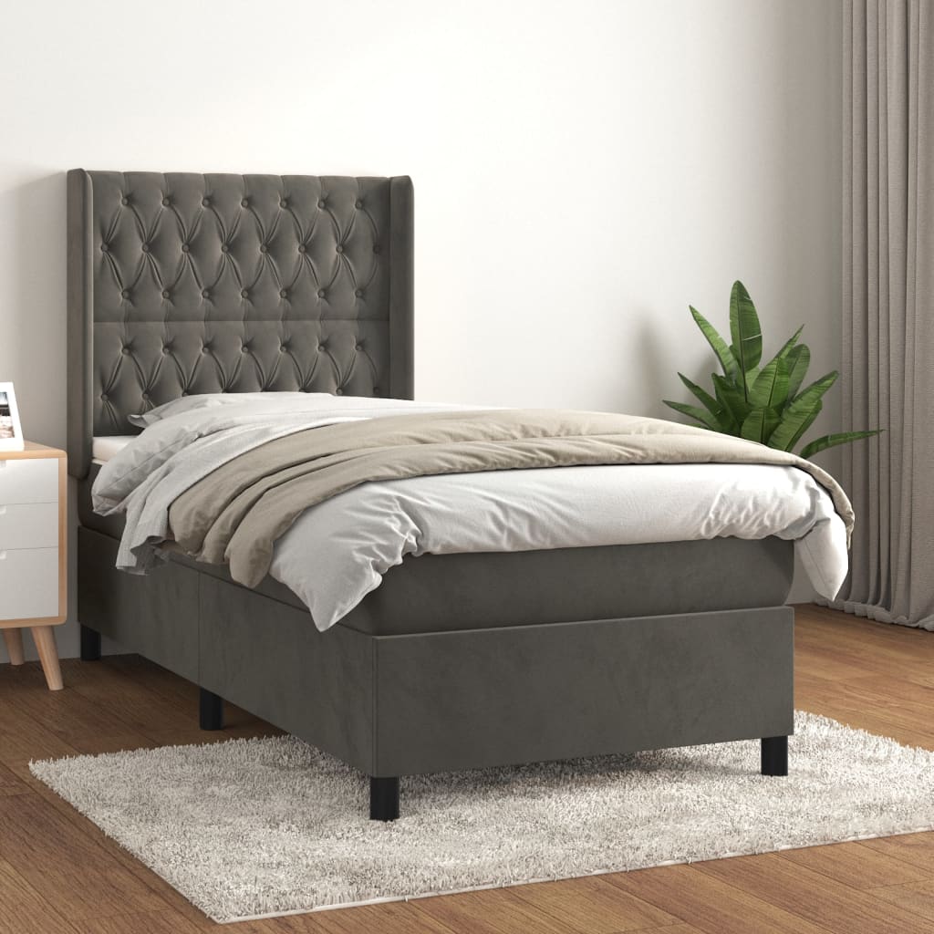 Boxspringbett Mit Matratze Samt Dunkelgrau