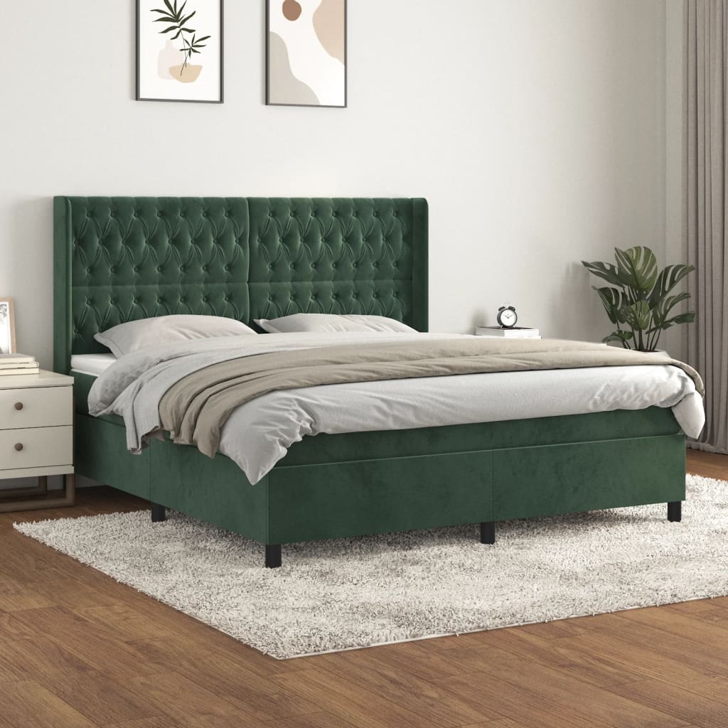 Boxspringbett Mit Matratze Samt Dunkelgrün