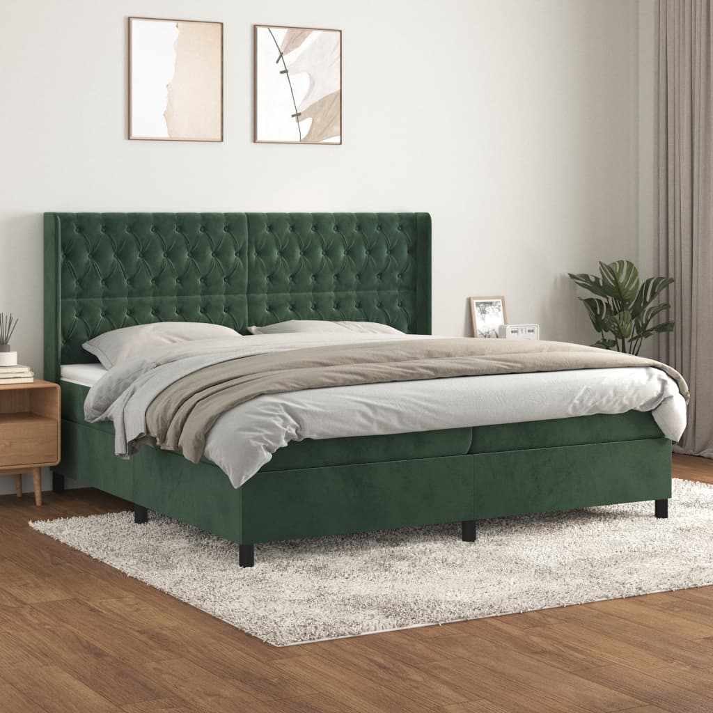 Boxspringbett Mit Matratze Samt Dunkelgrün