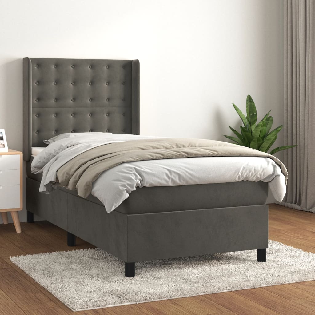 Boxspringbett Mit Matratze Samt Dunkelgrau