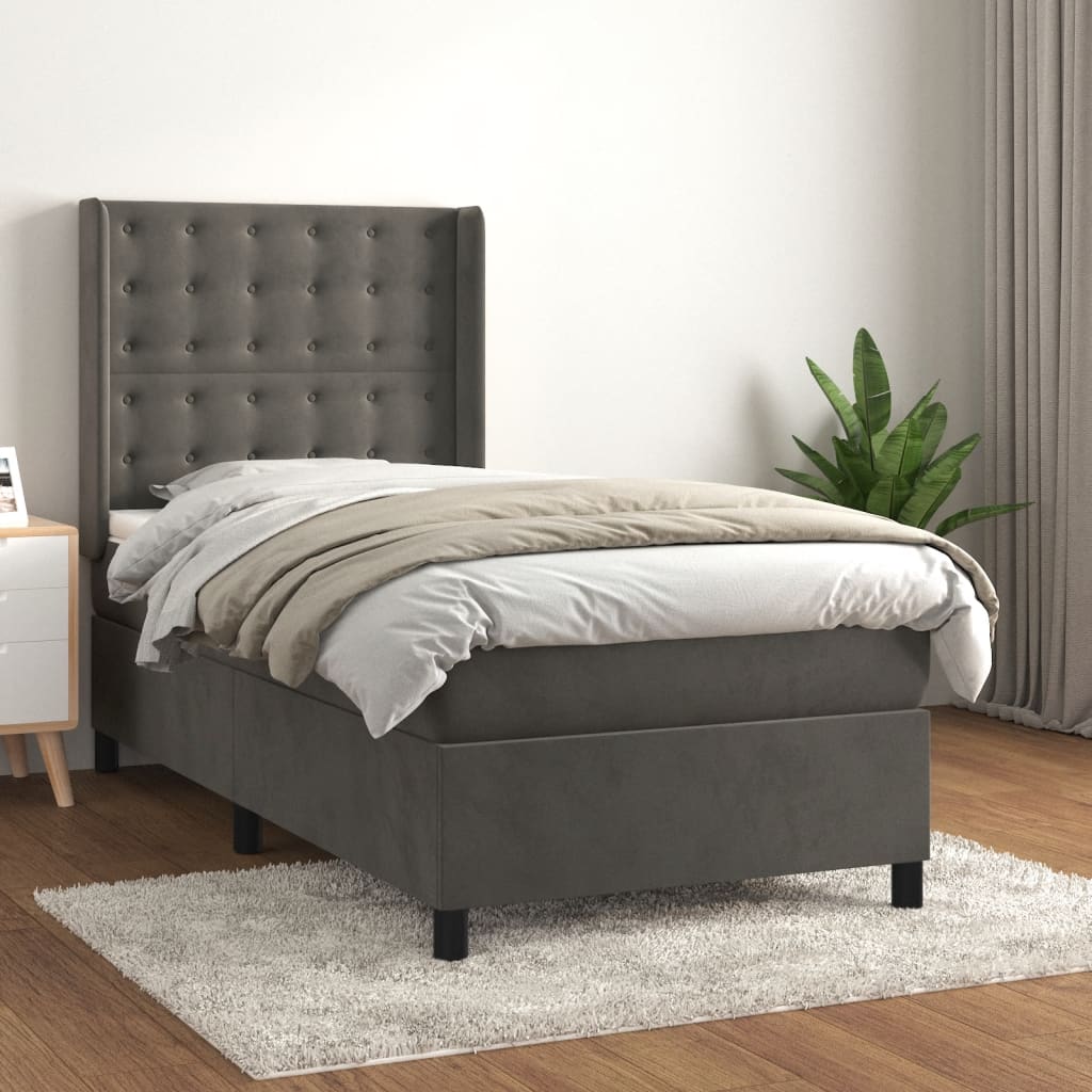 Boxspringbett Mit Matratze Samt Dunkelgrau