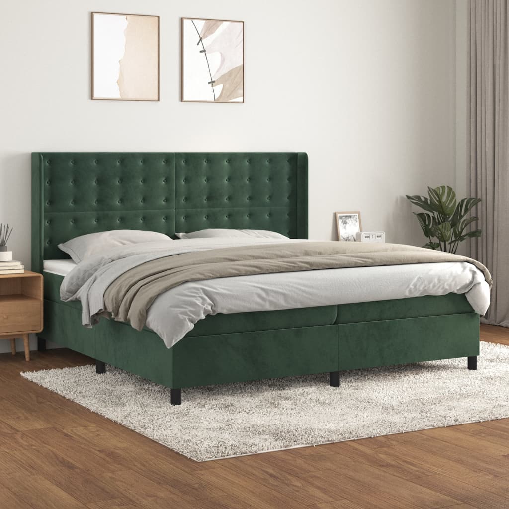 Boxspringbett Mit Matratze Samt Dunkelgrün