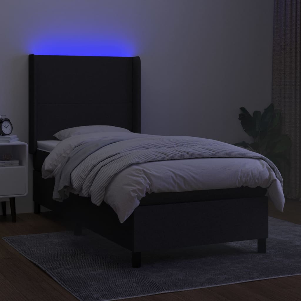 Boxspringbett Mit Matratze & Led Stoff Schwarz