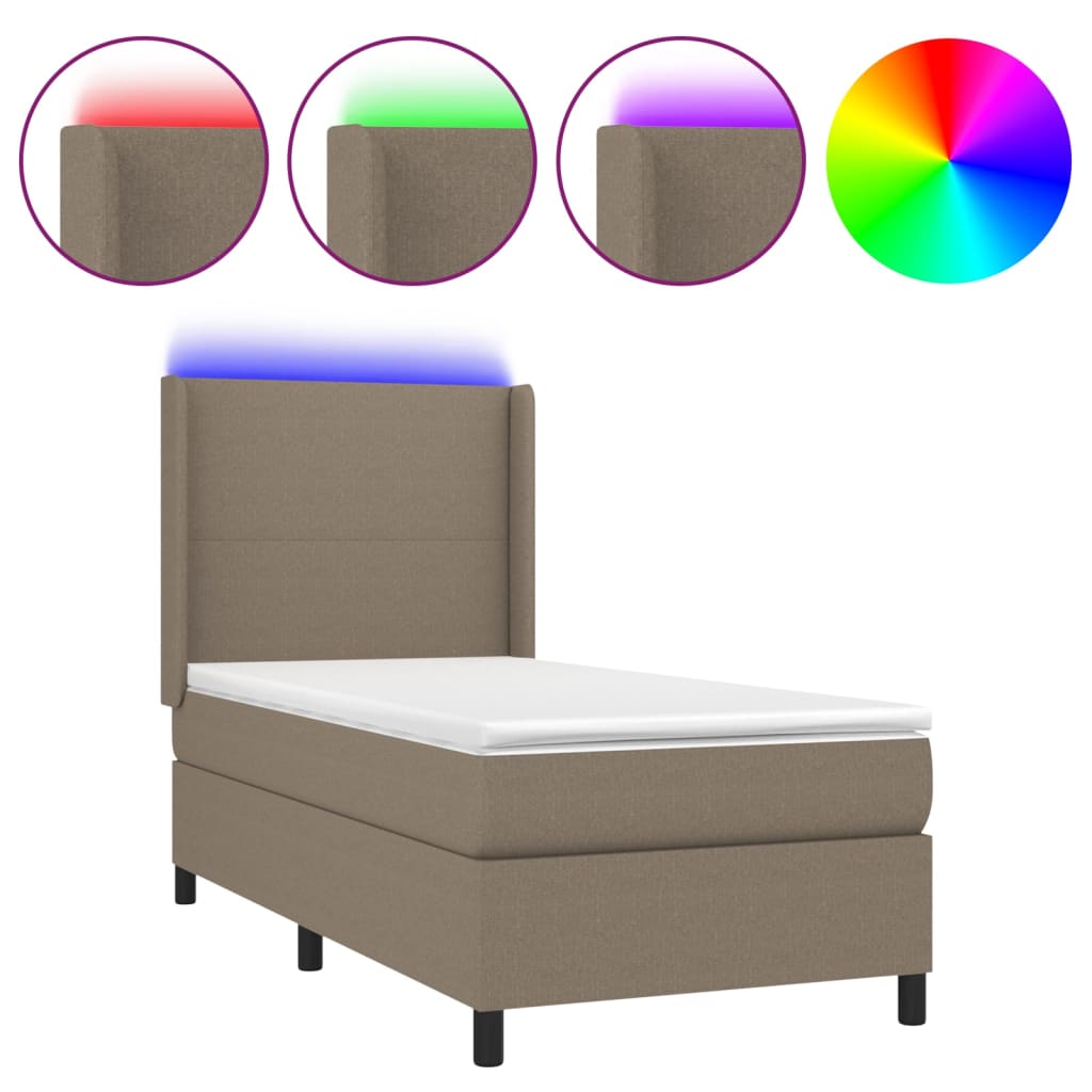 Boxspringbett Mit Matratze & Led Stoff Taupe