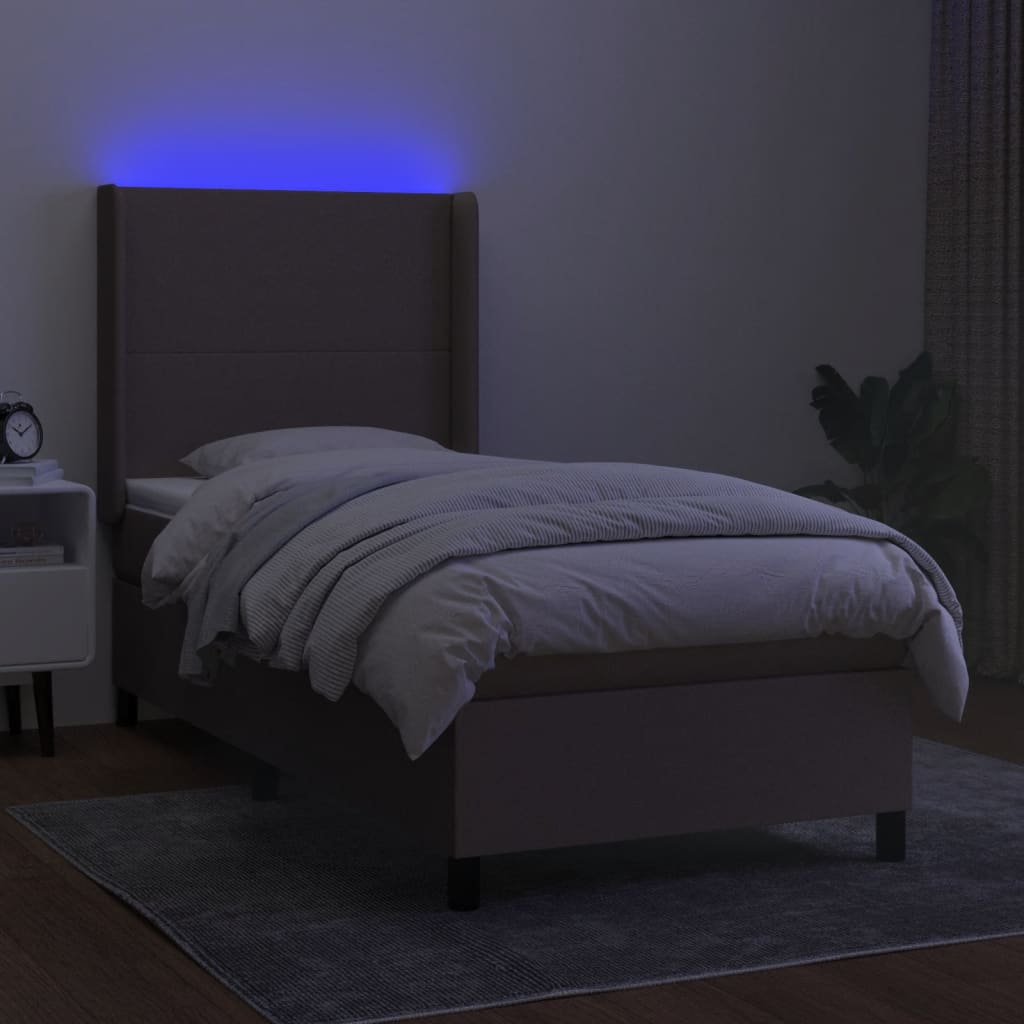 Boxspringbett Mit Matratze & Led Stoff Taupe