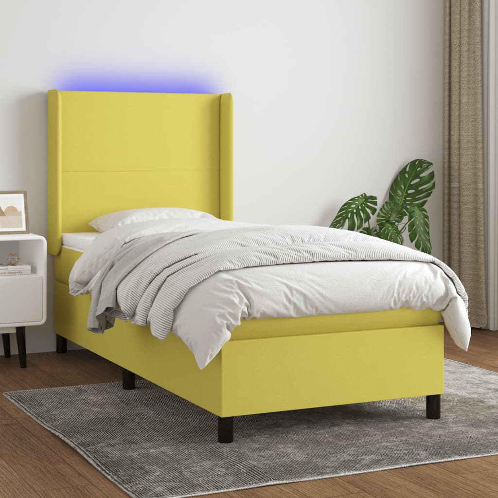 Boxspringbett Mit Matratze & Led Stoff Grün