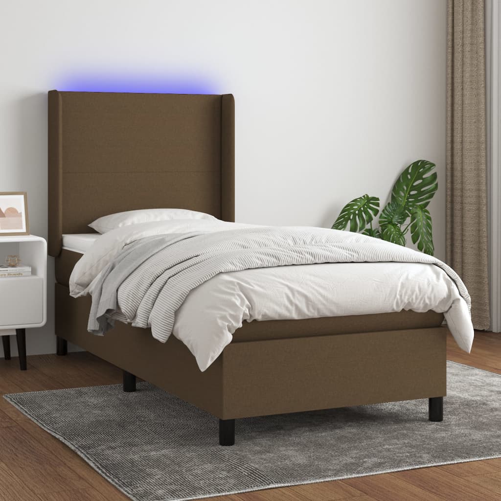 Boxspringbett Mit Matratze & Led Stoff Dunkelbraun