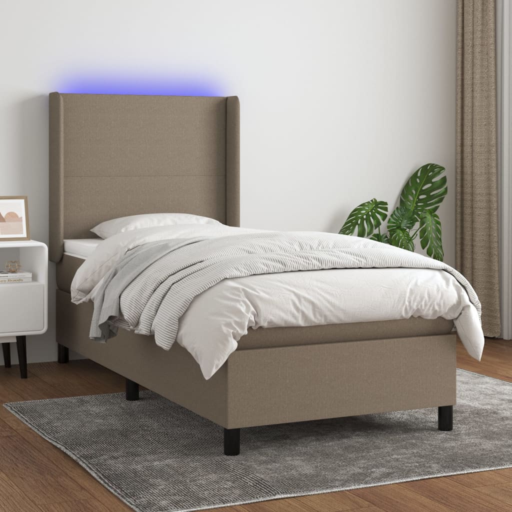 Boxspringbett Mit Matratze & Led Stoff Taupe