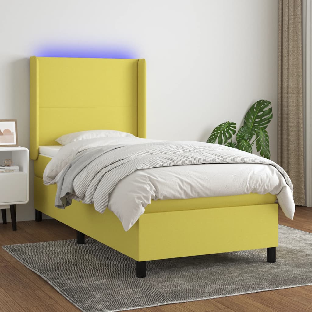 Boxspringbett Mit Matratze & Led Stoff Grün