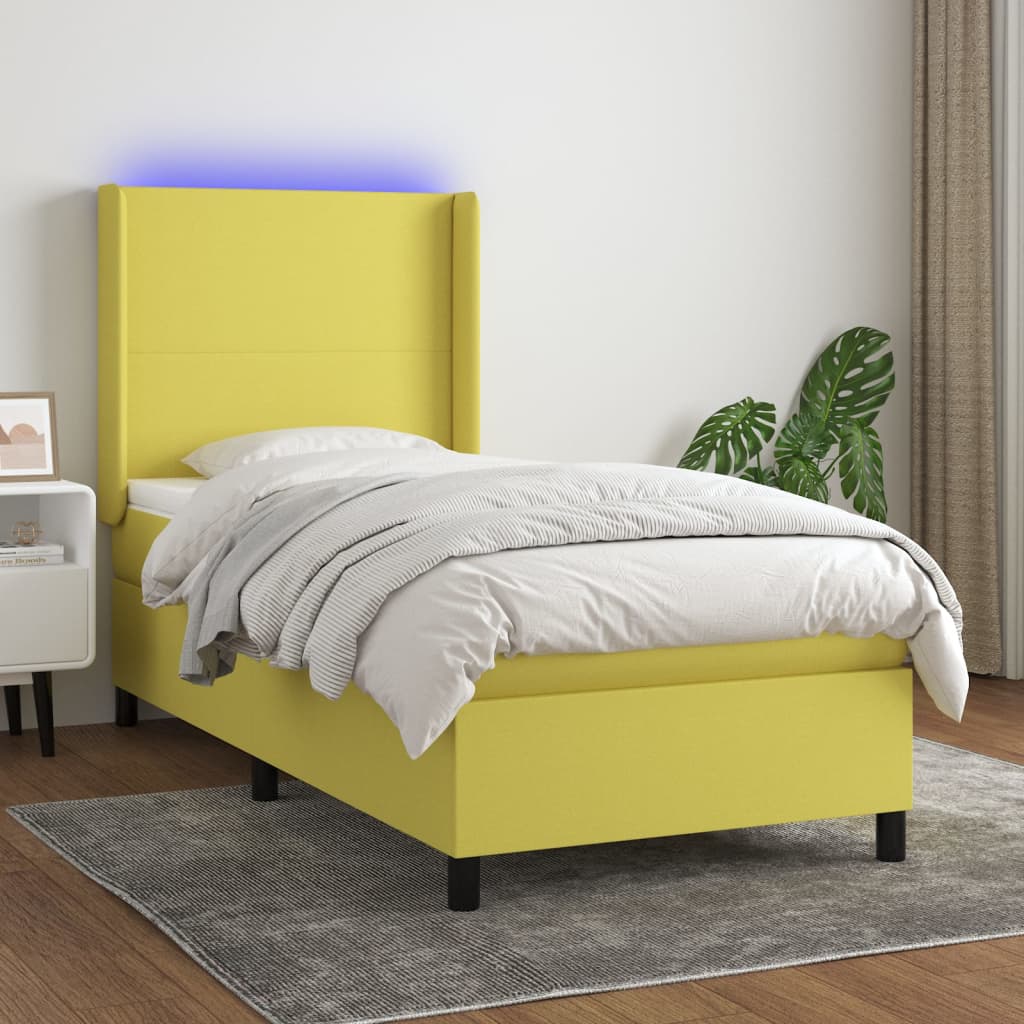 Boxspringbett Mit Matratze & Led Stoff Grün