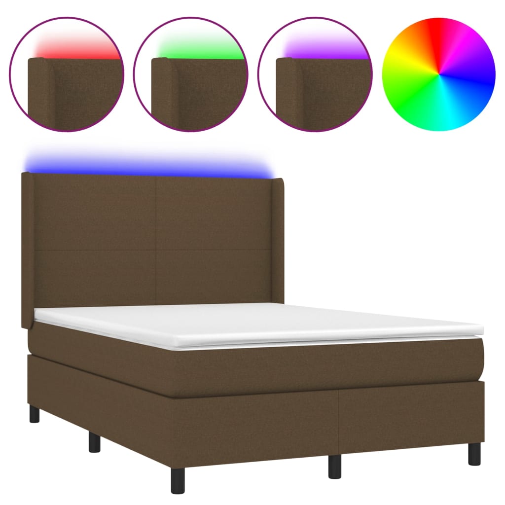 Boxspringbett Mit Matratze & Led Stoff Dunkelbraun