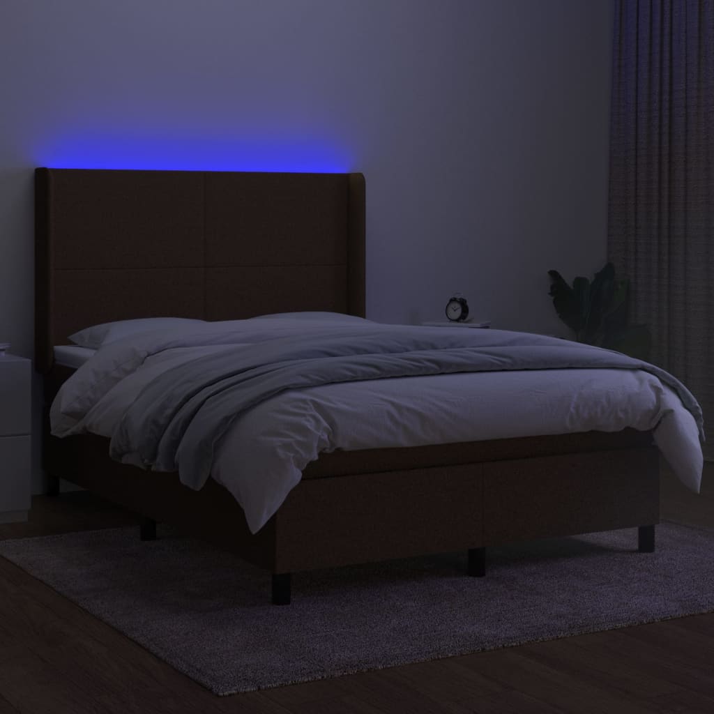 Boxspringbett Mit Matratze & Led Stoff Dunkelbraun