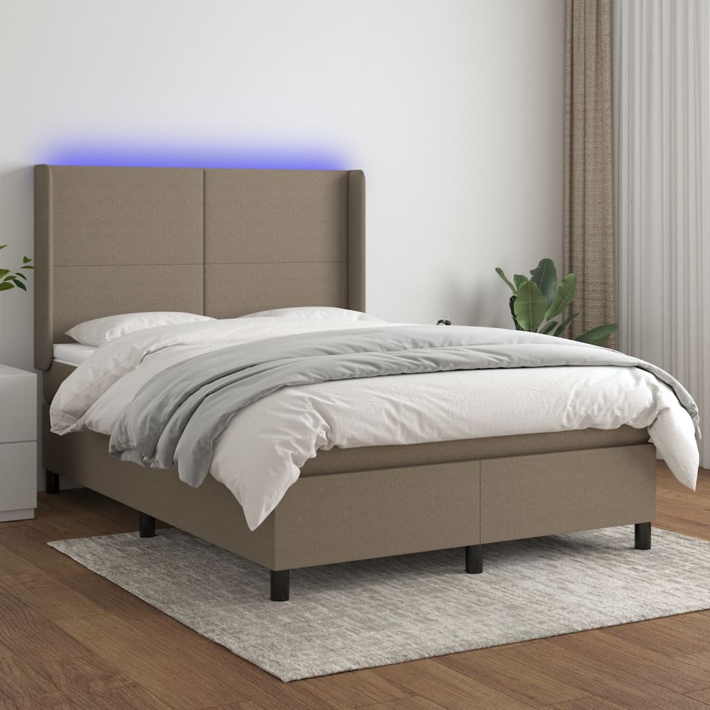 Boxspringbett Mit Matratze & Led Stoff Taupe