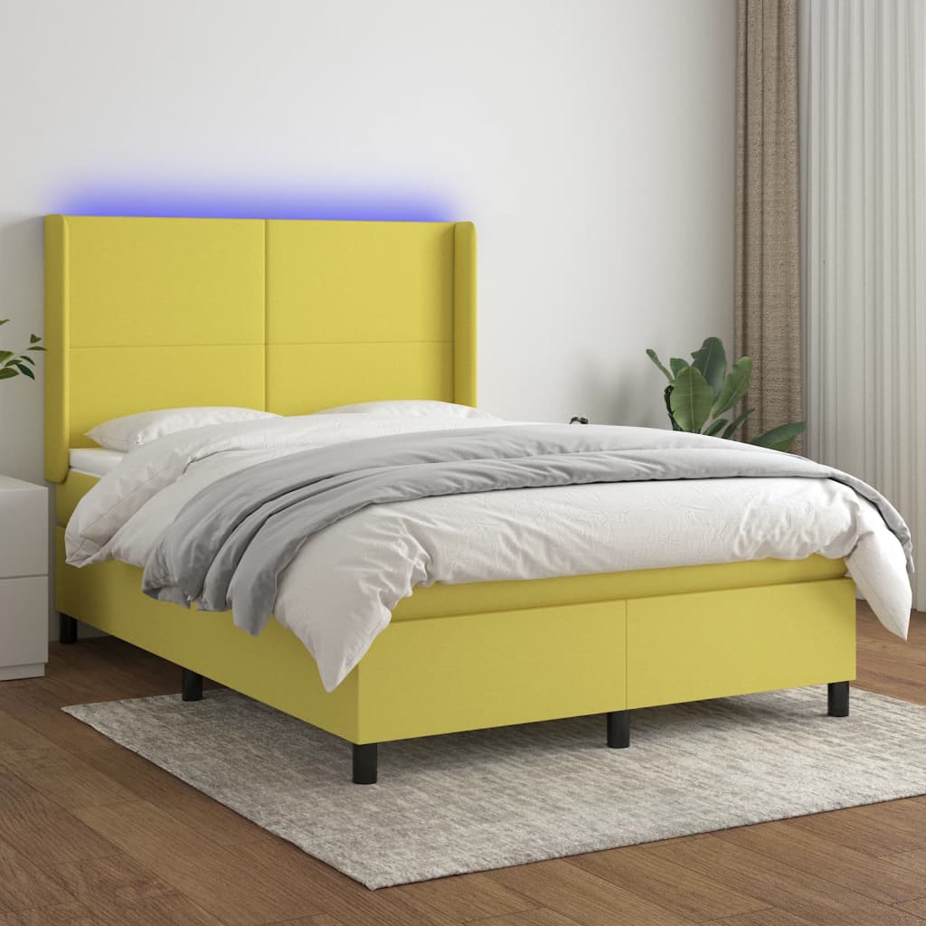 Boxspringbett Mit Matratze & Led Stoff Grün