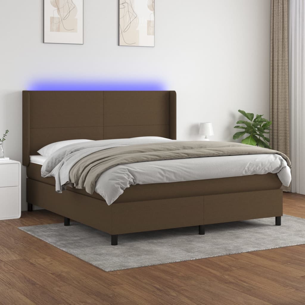 Boxspringbett Mit Matratze & Led Stoff Dunkelbraun
