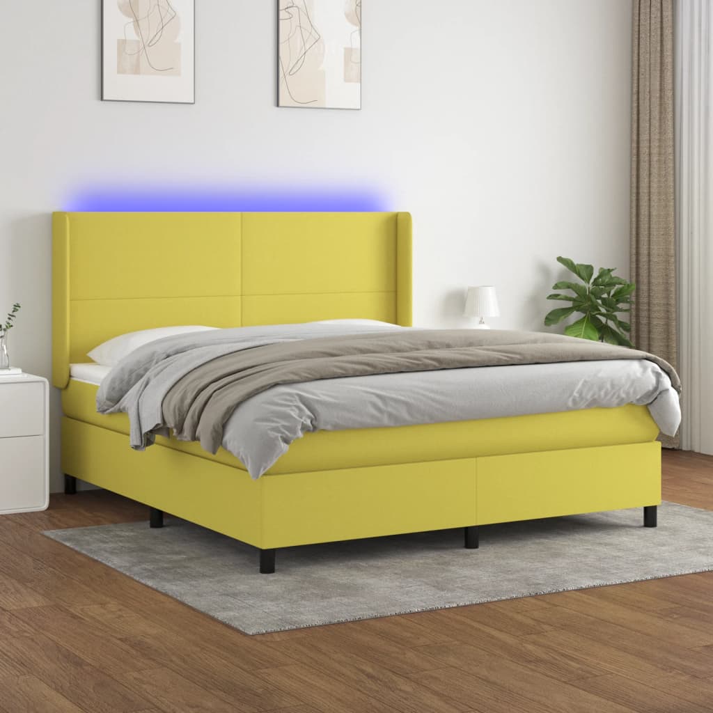 Boxspringbett Mit Matratze & Led Stoff Grün