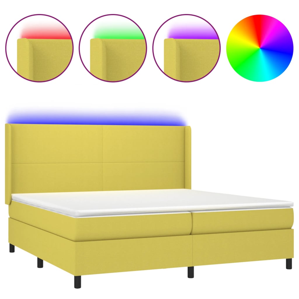 Boxspringbett Mit Matratze & Led Stoff Grün