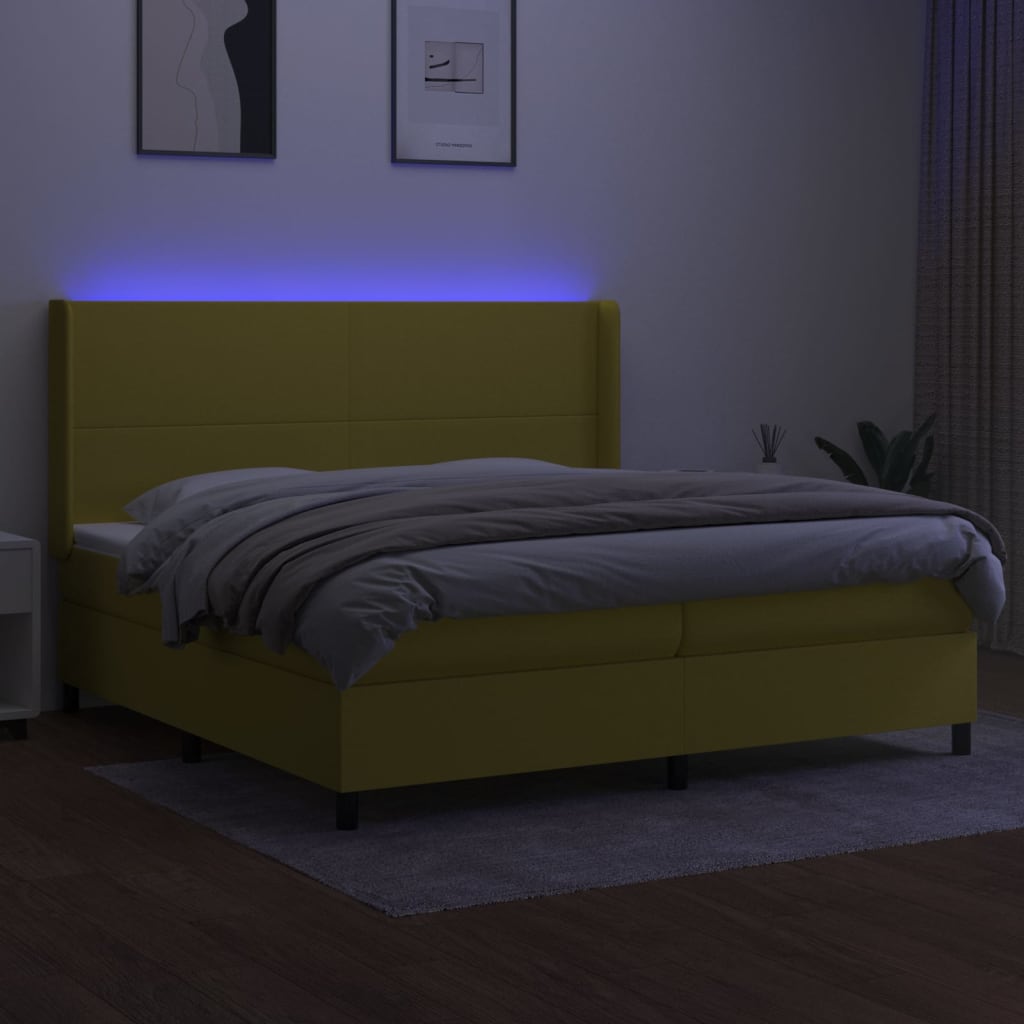 Boxspringbett Mit Matratze & Led Stoff Grün