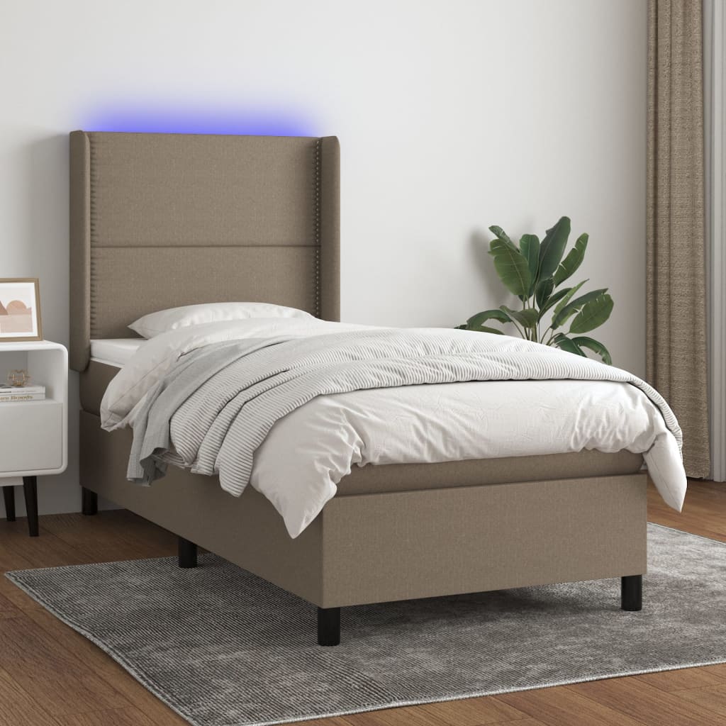 Boxspringbett Mit Matratze & Led Stoff Taupe