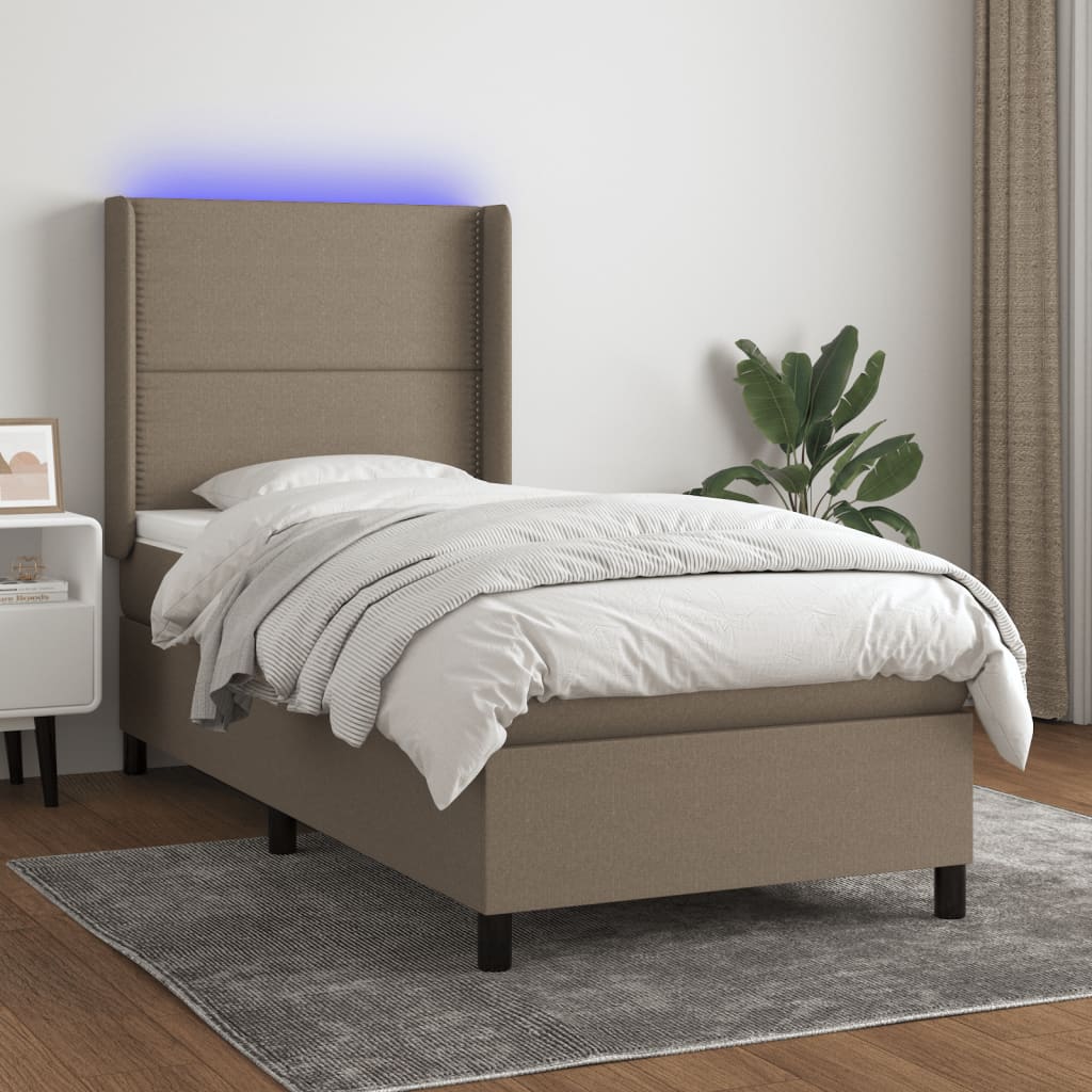 Boxspringbett Mit Matratze & Led Stoff Taupe