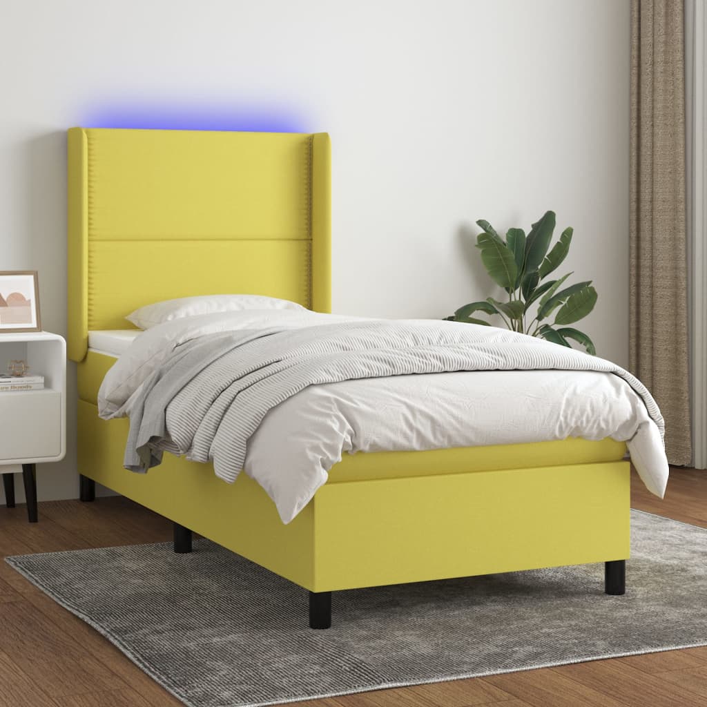 Boxspringbett Mit Matratze & Led Stoff Grün
