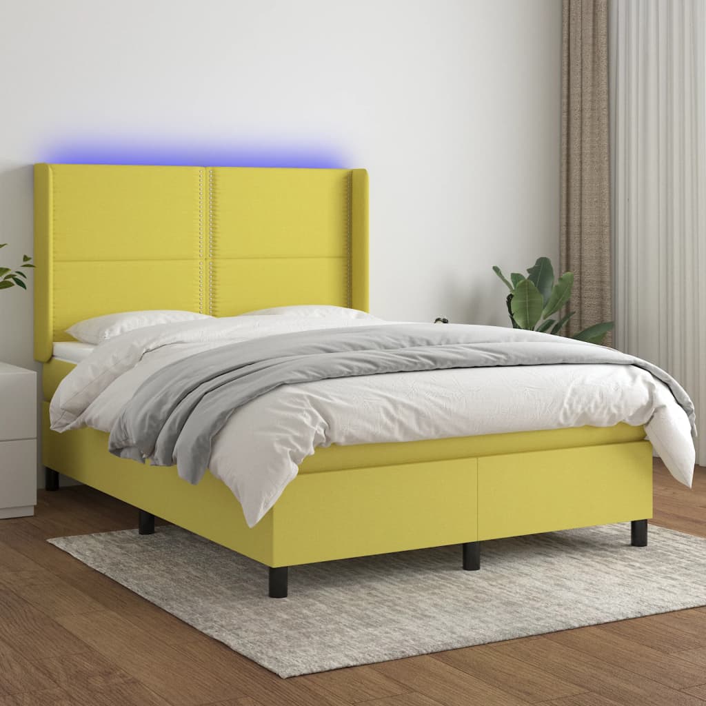 Boxspringbett Mit Matratze & Led Stoff Grün