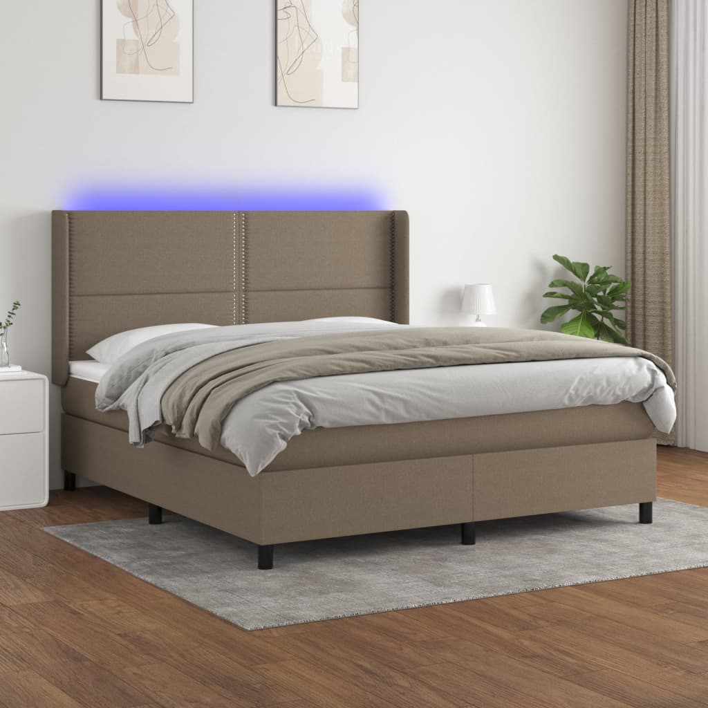 Boxspringbett Mit Matratze & Led Stoff Taupe