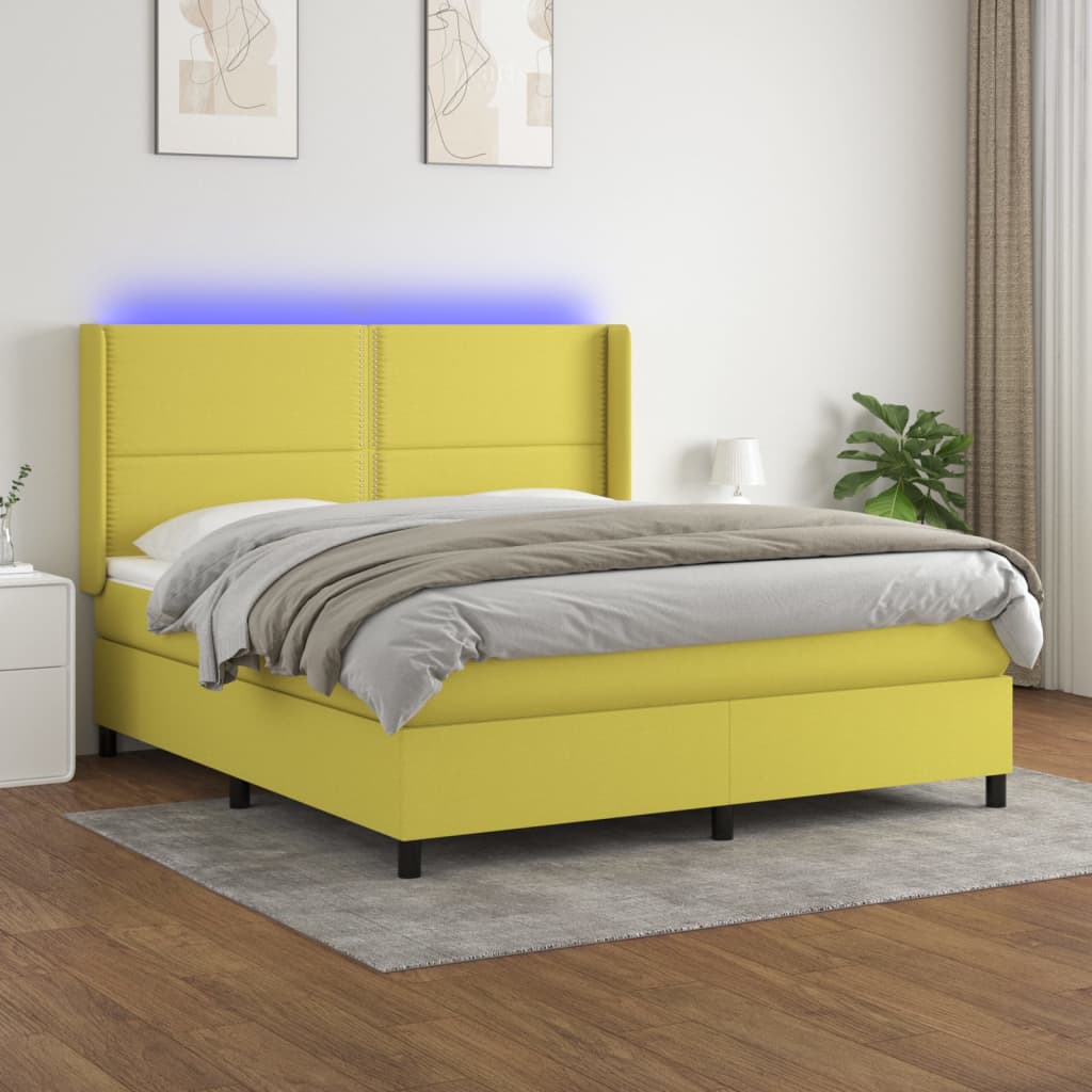 Boxspringbett Mit Matratze & Led Stoff Grün