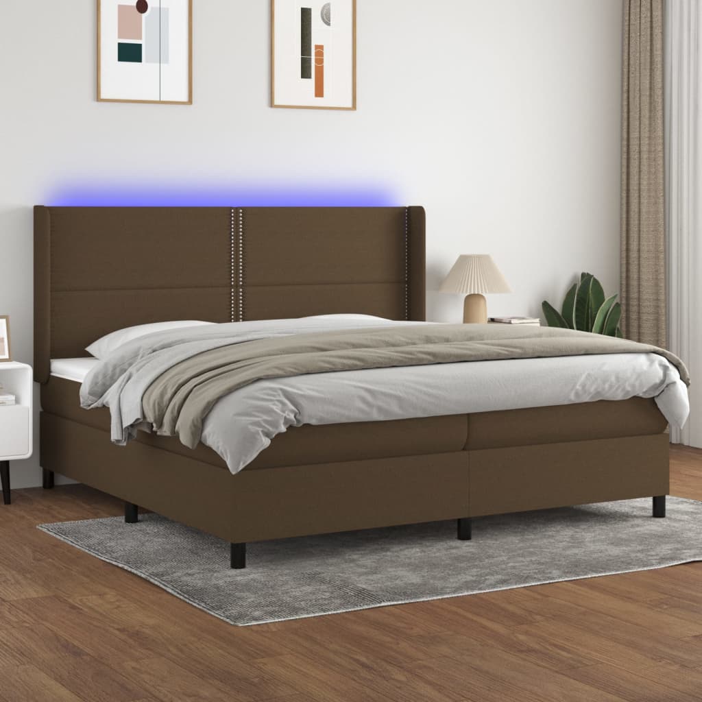 Boxspringbett Mit Matratze & Led Stoff Dunkelbraun