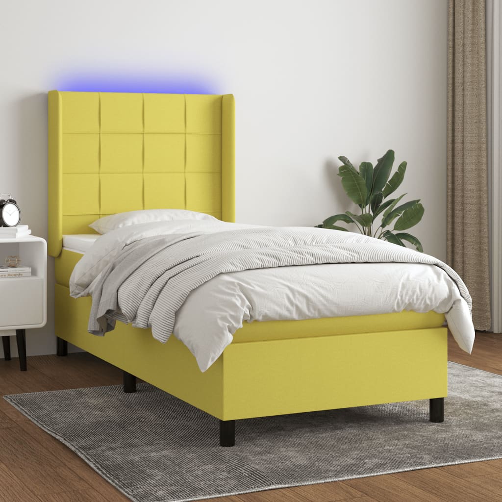 Boxspringbett Mit Matratze & Led Stoff Grün