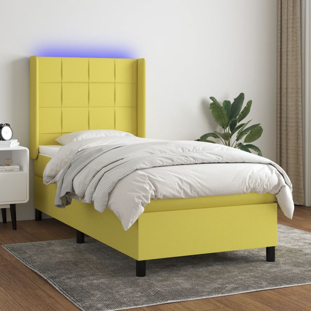 Boxspringbett Mit Matratze & Led Stoff Grün