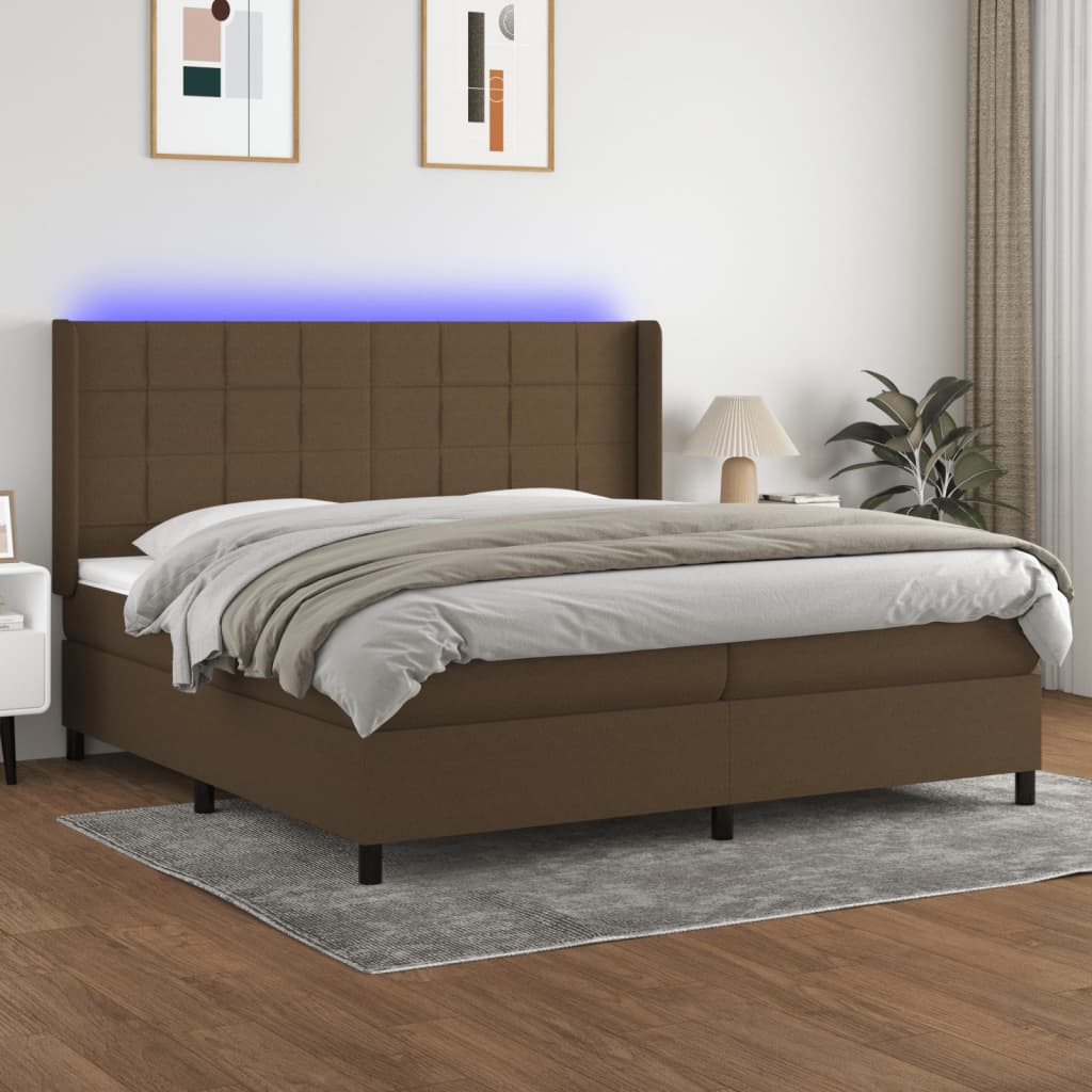 Boxspringbett Mit Matratze & Led Stoff Dunkelbraun