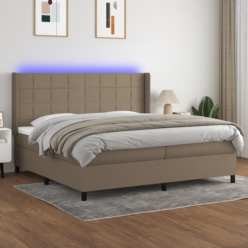 Boxspringbett Mit Matratze & Led Stoff Taupe