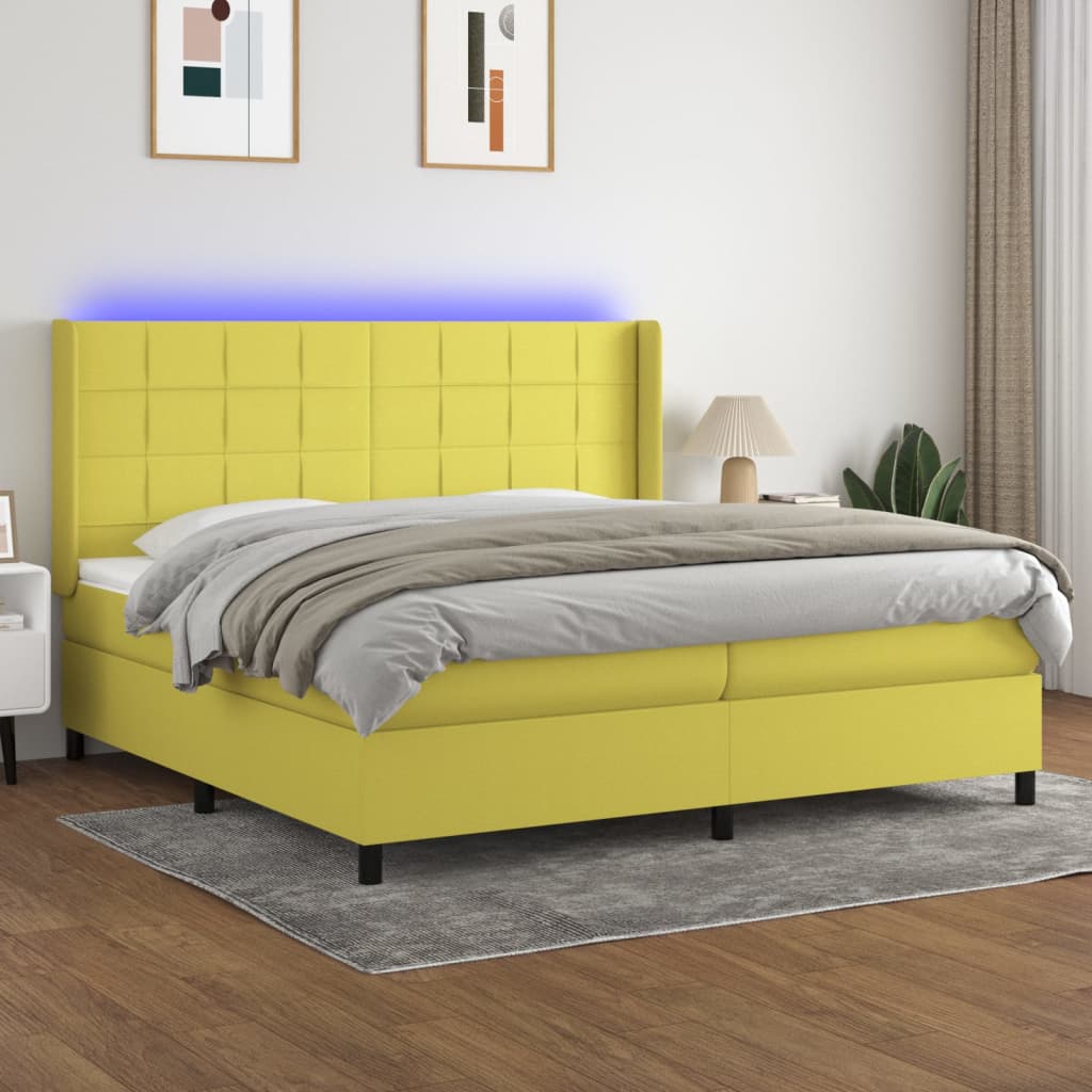 Boxspringbett Mit Matratze & Led Stoff Grün