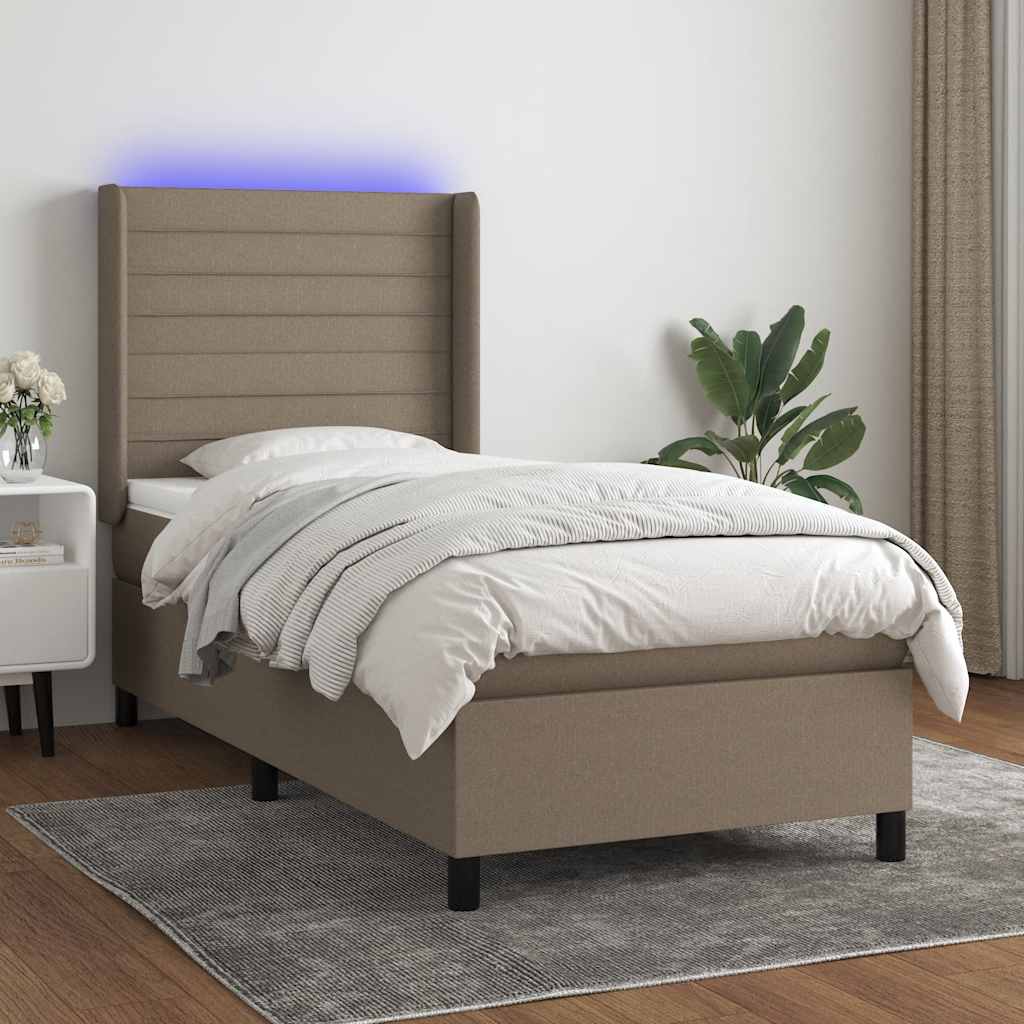 Boxspringbett Mit Matratze & Led Stoff Taupe
